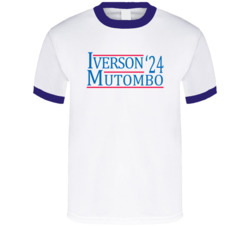 Allen Iverson Dikembe Mutombo For President '24 Philadelphia Basketbal Allen Iverson Dikembe Mutombo For President '24 Philadelphia Basketbal