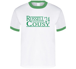 Bill Russell Bob Cousy For President '24 Boston Basketball T Shirt Bill Russell Bob Cousy For President '24 Boston Basketball T Shirt