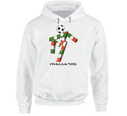 Italy 1990 90 Fifa World Cup Soccer Football Mascot Text Fan Worn Look Hoodie Italy 1990 90 Fifa World Cup Soccer Football Mascot Text Fan Worn Look Hoodie