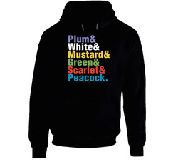 Plum White Mustard Green Scarlet Peacock Clue Character Board Game Hoodie