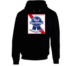 Pabst Blue Ribbon Cool Red Border Beer Logo Hoodie