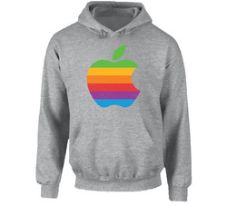 Apple Rainbow Logo Vintage Worn Look Hoodie Apple Rainbow Logo Vintage Worn Look Hoodie