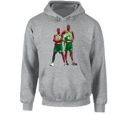 Shawn Kemp And Gary Payton Illustrated Distressed Hoodie Shawn Kemp And Gary Payton Illustrated Distressed Hoodie