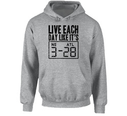 Live Each Day Like It's 3-28 New England Atlanta Football Superbowl Comeback Hoodie