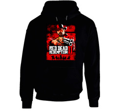 Red Dead Redemption 2 Video Game Cover Distressed Look Hoodie Red Dead Redemption 2 Video Game Cover Distressed Look Hoodie