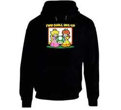 Two Girls 1 Up Funny Mario Video Game Hoodie Two Girls 1 Up Funny Mario Video Game Hoodie