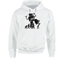 Robot Evolution Terror Funny Parody Hoodie