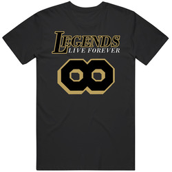 Legends Live Forever Kobe Bryant Famous Number 8 Basketball Fan Black And Gold T Shirt Legends Live Forever Kobe Bryant Famous Number 8 Basketball Fan Black And Gold T Shirt