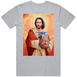 Keanu Reeves Jesus Baby Yoda Whiteclaw Mashup Poster Moist Buddha Fan Raglan T Shirt