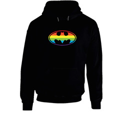 Gay Pride Batman Logo In Rainbow Best Gay Black Hooded Sweatshirt Hoodie Gay Pride Batman Logo In Rainbow Best Gay Black Hooded Sweatshirt Hoodie