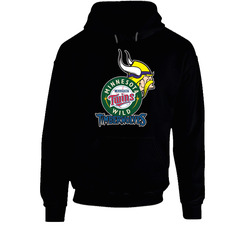 Minnesota Pro Sports Teams Logo Mashup City Fan Black Hooded Sweatshirt Hoodie Minnesota Pro Sports Teams Logo Mashup City Fan Black Hooded Sweatshirt Hoodie