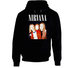 Funny Nirvana Hanson Mashup 90's Pop Punk Band Fan Black Hooded Sweatshirt Hoodie