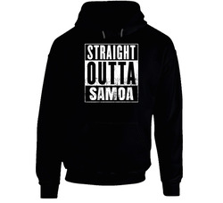 Straight Outta Samoa Country Movie Cool Parody Black Hooded Sweatshirt Hoodie