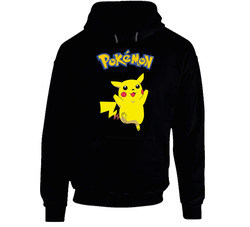 Pikachu Pokemon Anime Black Hooded Sweatshirt Hoodie Pikachu Pokemon Anime Black Hooded Sweatshirt Hoodie