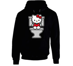 Hello Kitty Funny On The Toilet Black Hooded Sweatshirt Hoodie Hello Kitty Funny On The Toilet Black Hooded Sweatshirt Hoodie