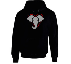 Ellen Degeneres Red Colored Heart Design Elephant Black Hooded Sweatshirt Hoodie