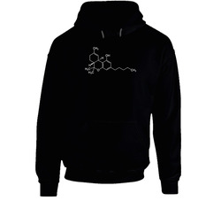 Thc Molecule (white Text) Black Hooded Sweatshirt Hoodie Thc Molecule (white Text) Black Hooded Sweatshirt Hoodie