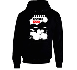 Rockin' 1000 Drummer Black Black Hooded Sweatshirt Hoodie Rockin' 1000 Drummer Black Black Hooded Sweatshirt Hoodie