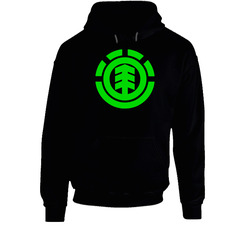 Element Green Logos Black Black Hooded Sweatshirt Hoodie Element Green Logos Black Black Hooded Sweatshirt Hoodie