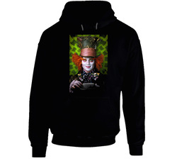 Alice In Wonderland Mad Hatter Depp Black Hooded Sweatshirt Hoodie
