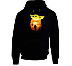 Baby Yoda Star Wars Mandalorian Black Hooded Sweatshirt Hoodie Baby Yoda Star Wars Mandalorian Black Hooded Sweatshirt Hoodie