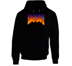 Doom Video Game Colourful Logo Black Hooded Sweatshirt Hoodie Doom Video Game Colourful Logo Black Hooded Sweatshirt Hoodie