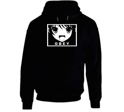 Haruhi Obey Funny Anime Black Hooded Sweatshirt Hoodie Haruhi Obey Funny Anime Black Hooded Sweatshirt Hoodie