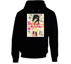 Watamote Anime Tv Show Cool Fan Black Hooded Sweatshirt Hoodie Watamote Anime Tv Show Cool Fan Black Hooded Sweatshirt Hoodie