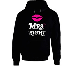 Mrs Right Kiss White Logo Black Hooded Sweatshirt Hoodie Mrs Right Kiss White Logo Black Hooded Sweatshirt Hoodie