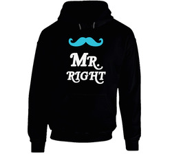 Mr Right Mustache Black Hooded Sweatshirt Hoodie Mr Right Mustache Black Hooded Sweatshirt Hoodie