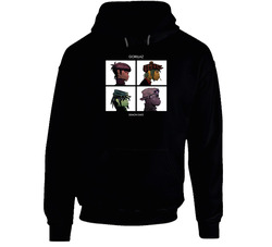 Demon Days Gorillaz 4 Cartoon Band Mate Black Hooded Sweatshirt Hoodie Demon Days Gorillaz 4 Cartoon Band Mate Black Hooded Sweatshirt Hoodie
