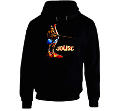 Joust Video Game Retro 80s Black Hooded Sweatshirt Hoodie Joust Video Game Retro 80s Black Hooded Sweatshirt Hoodie