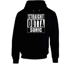 Straight Outta Sonic Drive-in Movie And Fast Food Parody Black Hooded Sweatshirt Hoodie Straight Outta Sonic Drive-in Movie And Fast Food Parody Black Hooded Sweatshirt Hoodie
