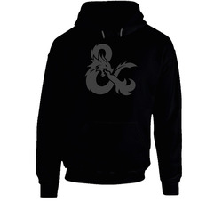 Dungeons And Dragons D&d Grey Ampersand Symbol Rpg Gaming Black Hooded Sweatshirt Hoodie