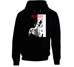 Wiz Khalifa Smoking Rap Gangster Black Hooded Sweatshirt Hoodie Wiz Khalifa Smoking Rap Gangster Black Hooded Sweatshirt Hoodie