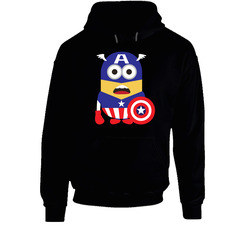 New Despicable Me 2 Cute Minion Captain America Standard Black Black Hooded Sweatshirt Hoodie New Despicable Me 2 Cute Minion Captain America Standard Black Black Hooded Sweatshirt Hoodie