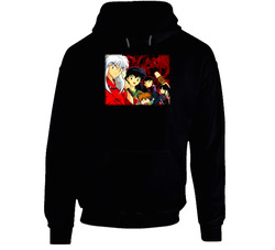 Inuyasha Group Anime Black Hooded Sweatshirt Hoodie Inuyasha Group Anime Black Hooded Sweatshirt Hoodie