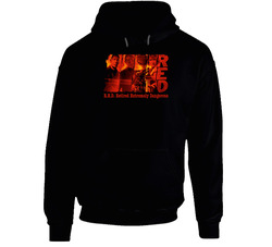Red Retired Extremely Dangerous Black Hooded Sweatshirt Hoodie Red Retired Extremely Dangerous Black Hooded Sweatshirt Hoodie