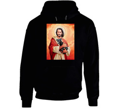 Keanu Reeves Jesus Hugs Puppy Black Hooded Sweatshirt Hoodie Keanu Reeves Jesus Hugs Puppy Black Hooded Sweatshirt Hoodie