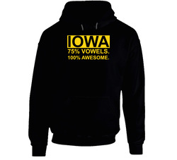 Iowa 75 Percent Vowels 100 Percent Awesome Football Fan Black Hooded Sweatshirt Hoodie Iowa 75 Percent Vowels 100 Percent Awesome Football Fan Black Hooded Sweatshirt Hoodie