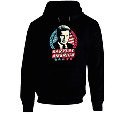 Bartlet For America T-shirt West Wing Tee Tv Show Black Hooded Sweatshirt Hoodie Bartlet For America T-shirt West Wing Tee Tv Show Black Hooded Sweatshirt Hoodie
