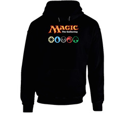 Magic The Gathering Ccg Mana Symbols Game Black Hooded Sweatshirt Hoodie