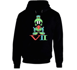 Marvin The Martian Retro 7 Roman Numeral Color Black Hooded Sweatshirt Hoodie Marvin The Martian Retro 7 Roman Numeral Color Black Hooded Sweatshirt Hoodie