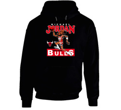 Michael Jordan Retro Basketball Caricature Black Hooded Sweatshirt Hoodie Michael Jordan Retro Basketball Caricature Black Hooded Sweatshirt Hoodie