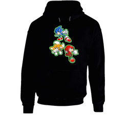 Sonic The Hedgehog - Sonic Tails And Knuckles - Black Black Hooded Sweatshirt Hoodie Sonic The Hedgehog - Sonic Tails And Knuckles - Black Black Hooded Sweatshirt Hoodie
