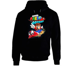 Super Mario Odyssey Game Black Hooded Sweatshirt Hoodie Super Mario Odyssey Game Black Hooded Sweatshirt Hoodie