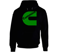 Cummins Green Logo Black Black Hooded Sweatshirt Hoodie