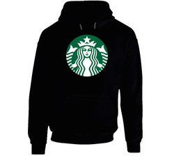 Starbucks Corporation Nasdaq Company Logo Employee Fan Black Hooded Sweatshirt Hoodie Starbucks Corporation Nasdaq Company Logo Employee Fan Black Hooded Sweatshirt Hoodie
