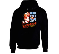 Super Mario Bros Nes Box Art Black Hooded Sweatshirt Hoodie Super Mario Bros Nes Box Art Black Hooded Sweatshirt Hoodie