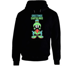 Marvin Martian Greetings Earthlings Black Hooded Sweatshirt Hoodie Marvin Martian Greetings Earthlings Black Hooded Sweatshirt Hoodie